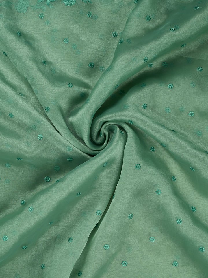 Green Semi Tissue Plain Banarasi Saree