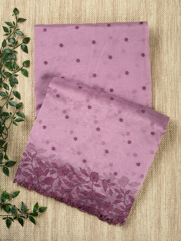 Wine Semi Tissue Plain Banarasi Saree