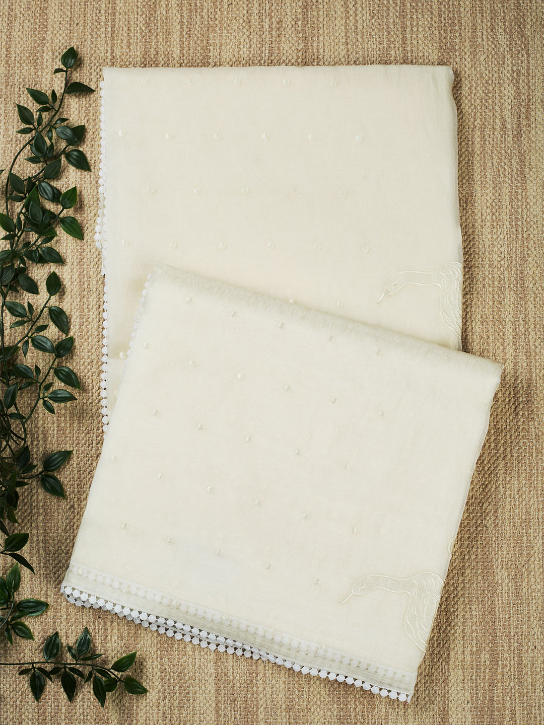 Cream Semi Tissue Plain Banarasi Saree_1