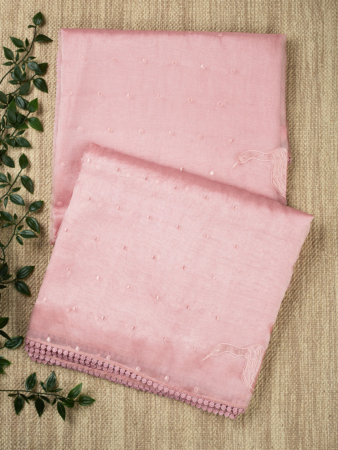 Pink Semi Tissue Plain Banarasi Saree_1