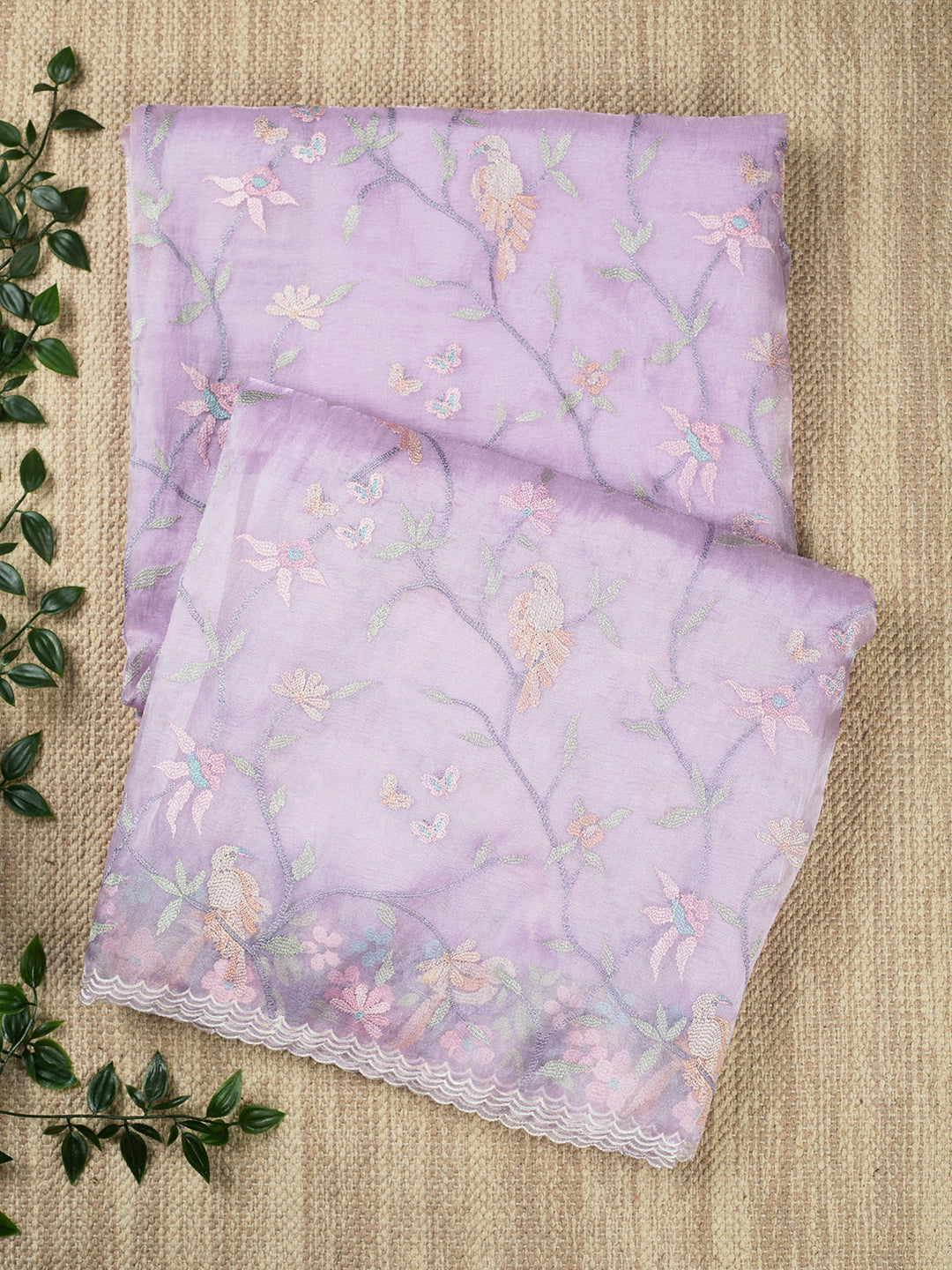 Purple Semi Tissue Plain Banarasi Saree_1