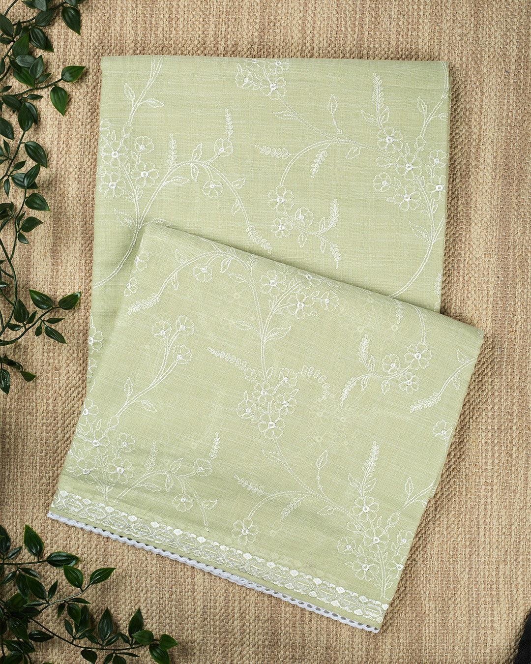 Green Cotton Plain Banarasi Saree_1