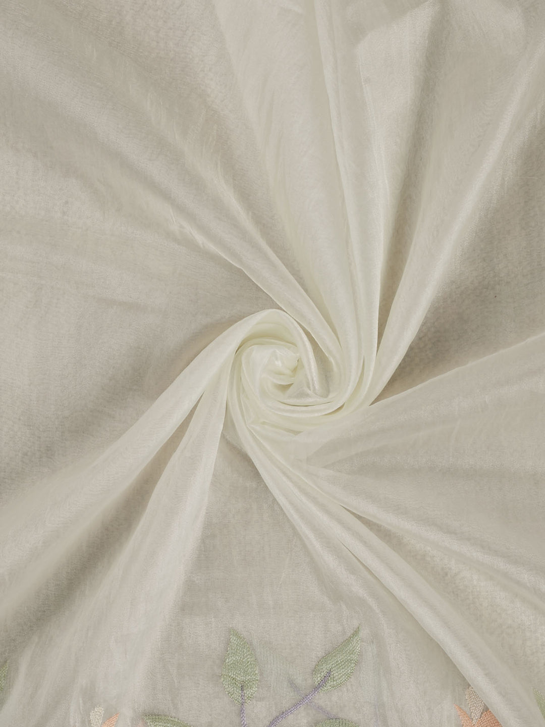 Cream Semi Tissue Plain Banarasi Saree_4