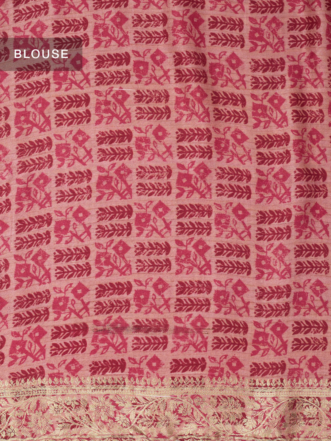 Beige Semi Silk Printed Banarasi Saree_5