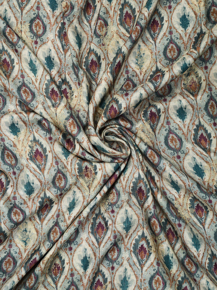 Green Semi Silk Printed Banarasi Saree