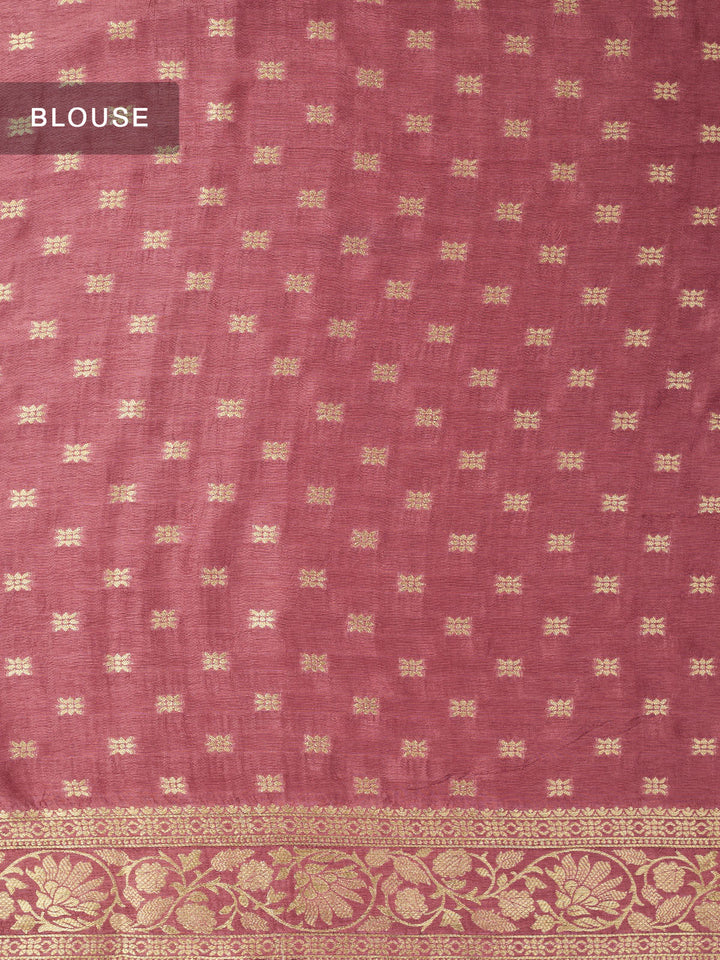 Pink Dola Silk Plain Banarasi Saree