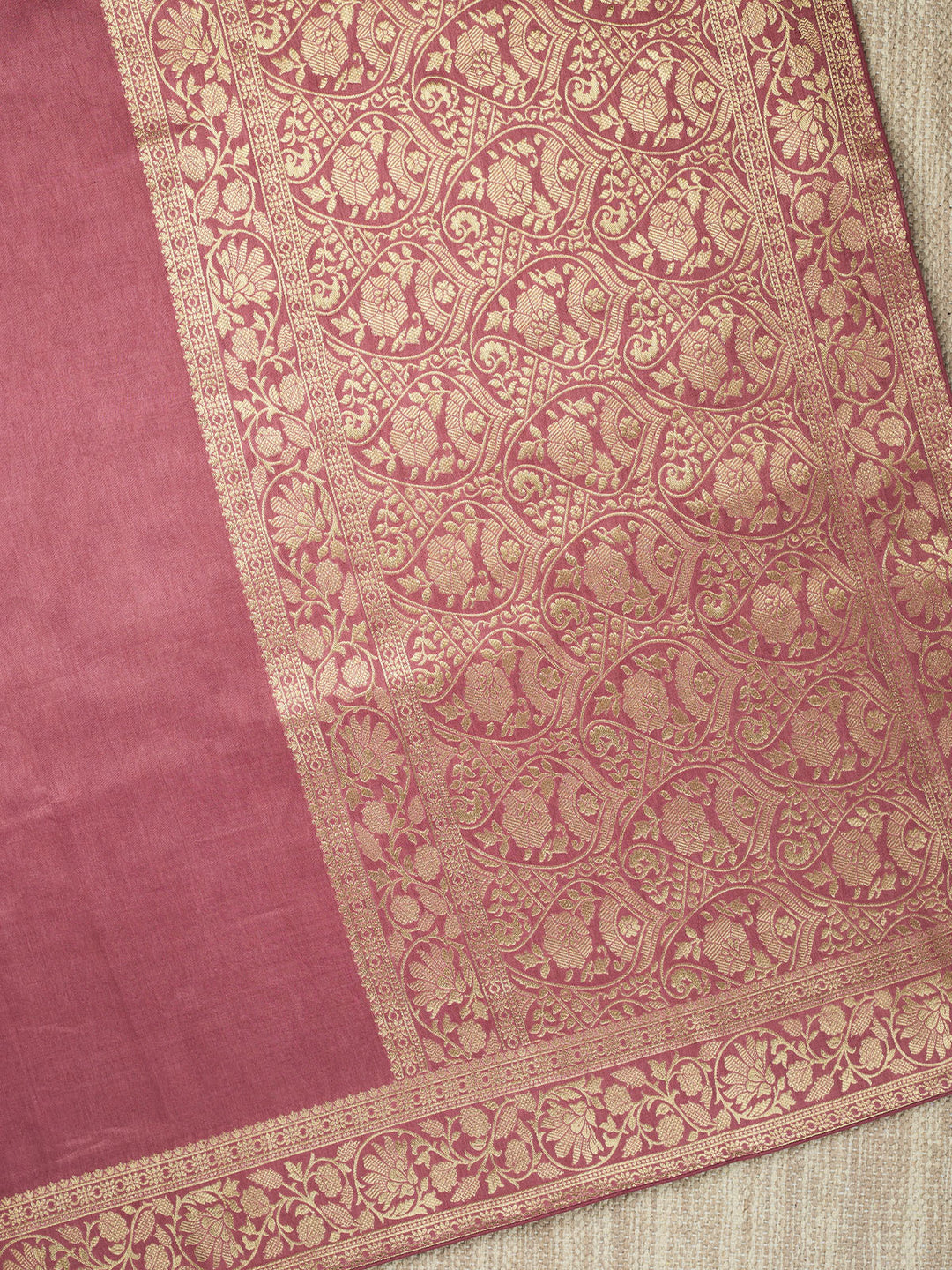 Pink Dola Silk Plain Banarasi Saree_3