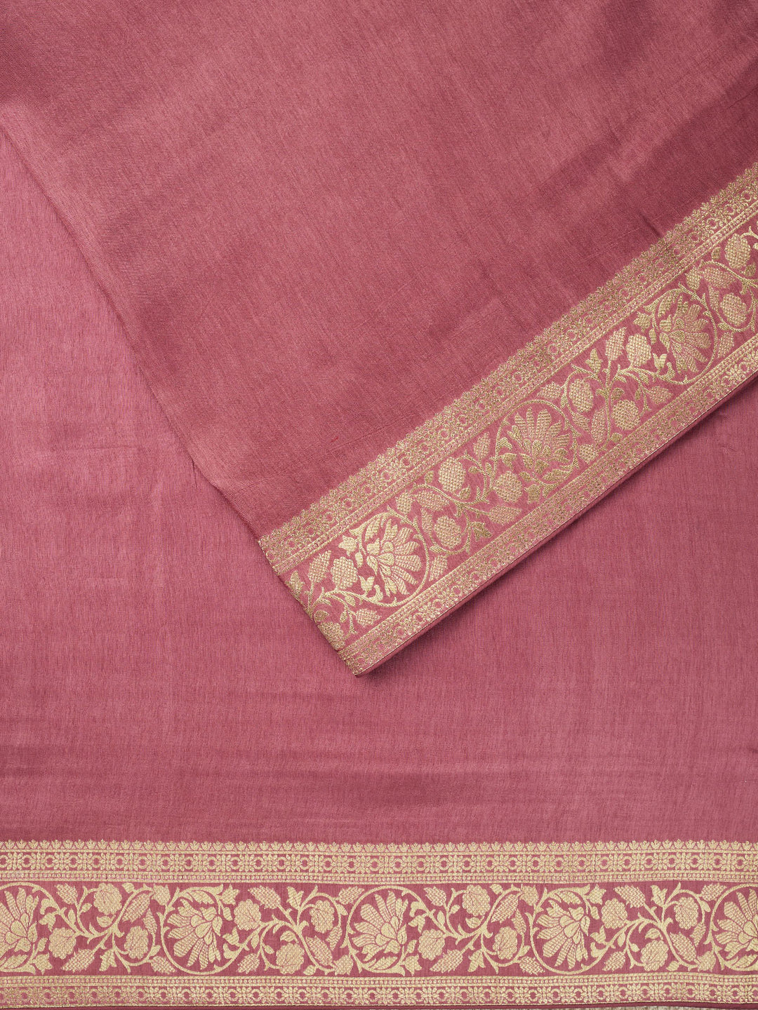 Pink Dola Silk Plain Banarasi Saree_2
