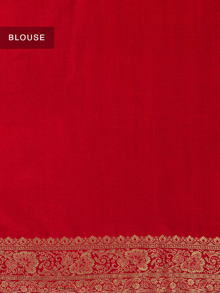 Red Dola Silk Zari Jaal And Meena Work Banarasi Saree