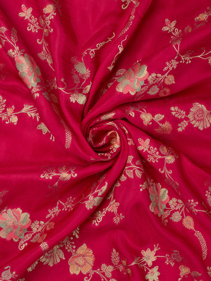 Pink Dola Silk Zari Jaal And Meena Work Banarasi Saree