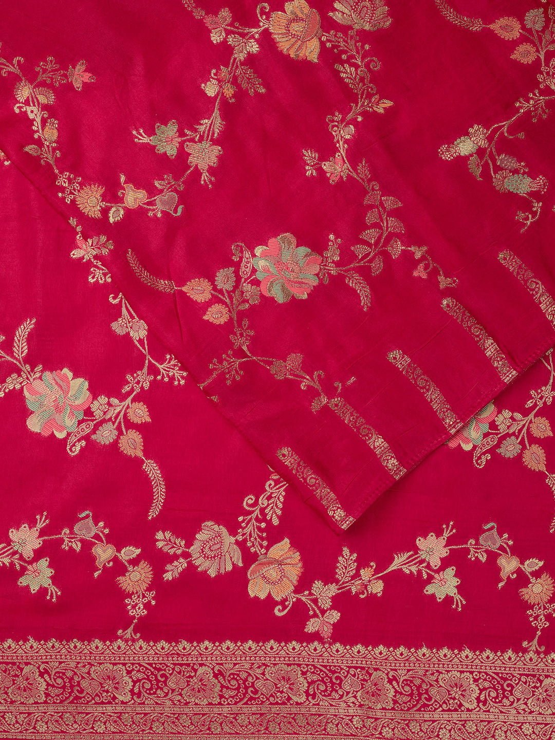 Pink Dola Silk Zari Jaal And Meena Work Banarasi Saree_2