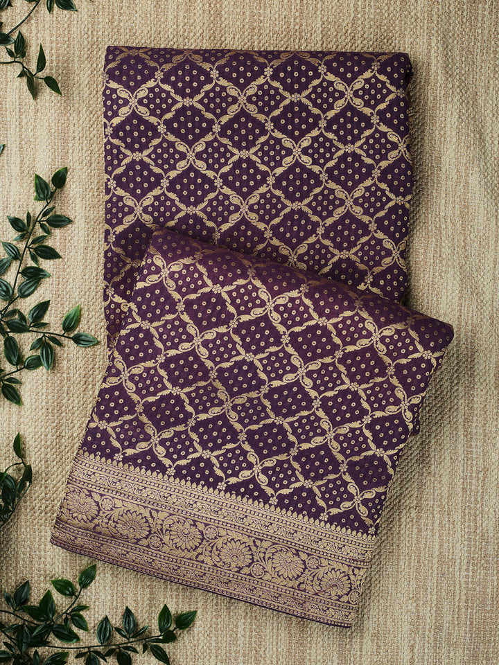 Purple Dola Silk Zari Jaal And Meena Work Banarasi Saree