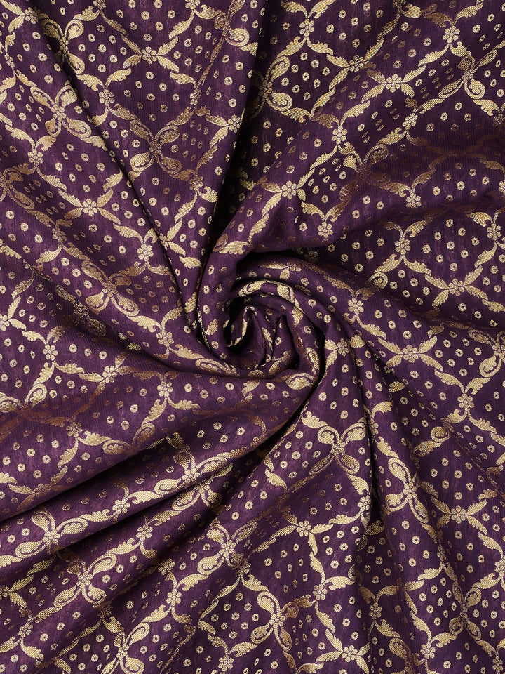 Purple Dola Silk Zari Jaal And Meena Work Banarasi Saree