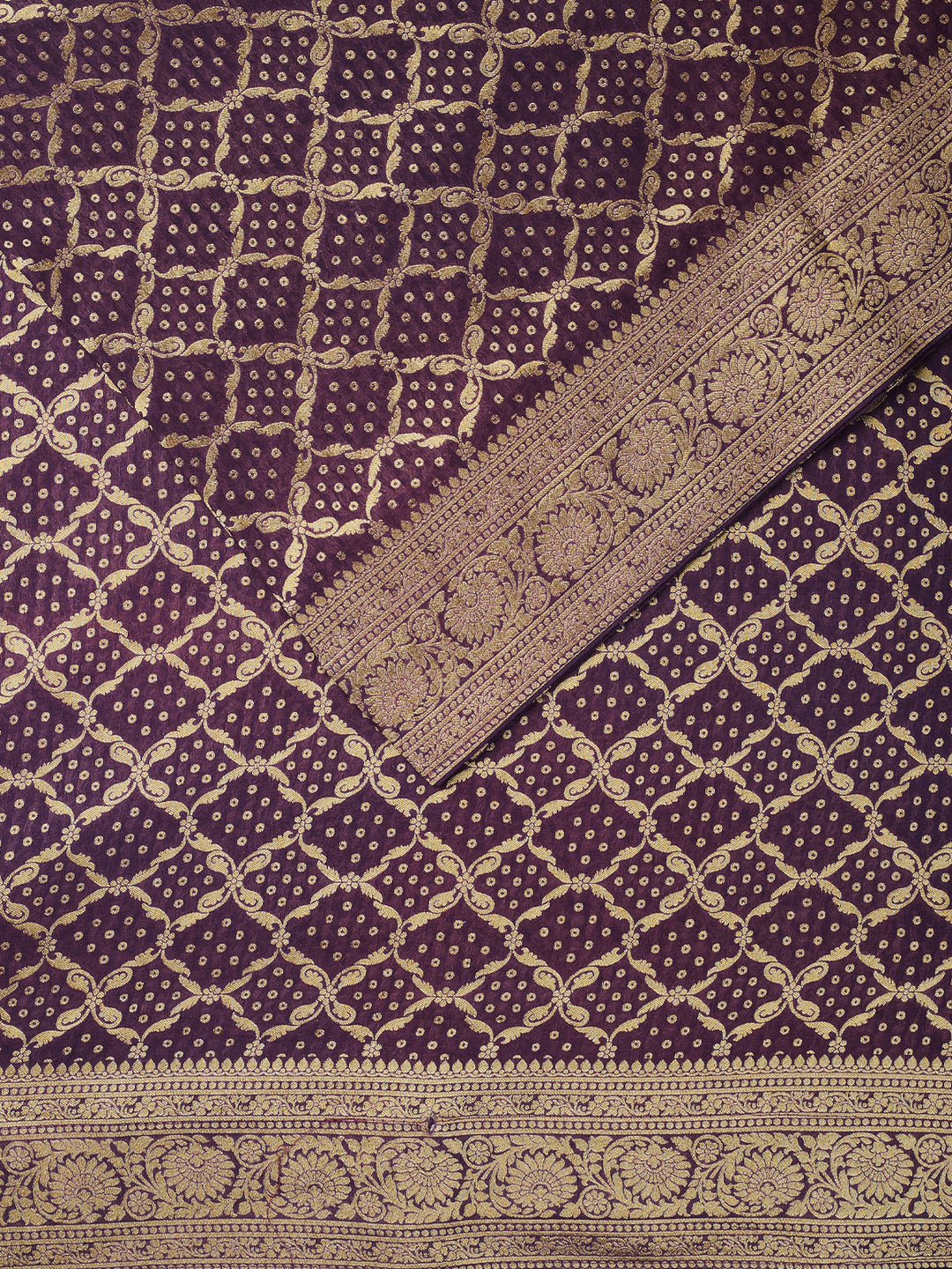 Purple Dola Silk Zari Jaal And Meena Work Banarasi Saree_2