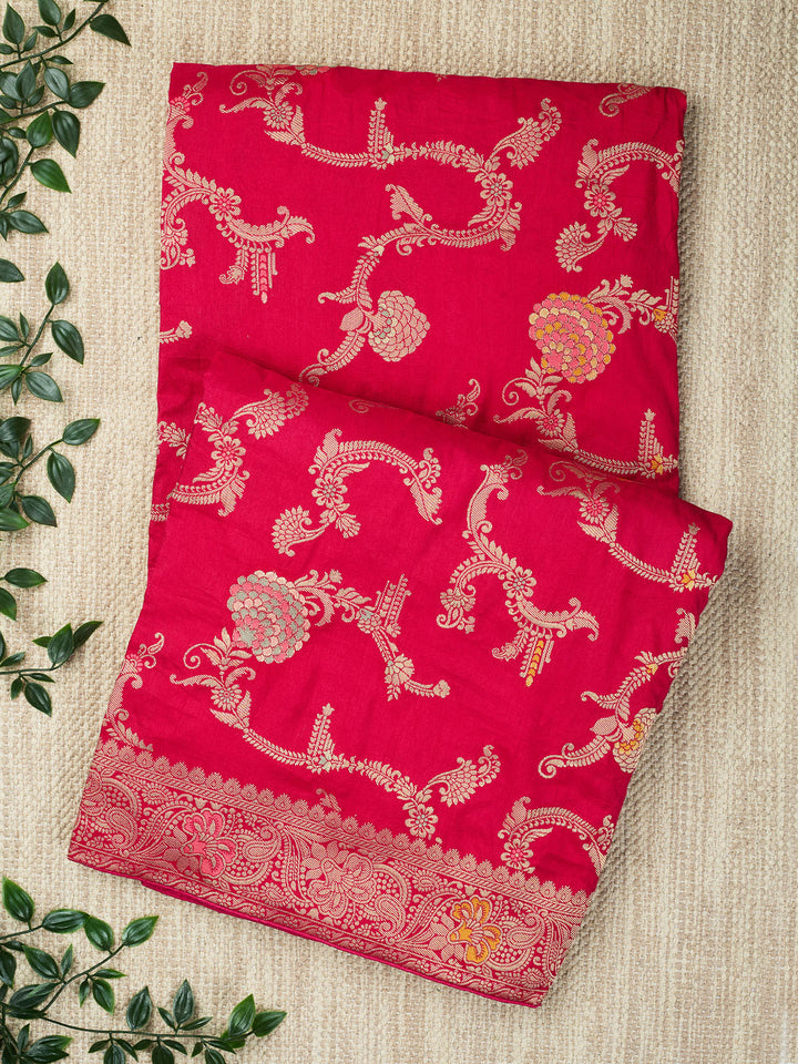 Pink Dola Silk Zari Big Bootas Banarasi Saree