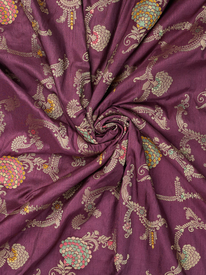 Purple Dola Silk Zari Big Bootas Banarasi Saree