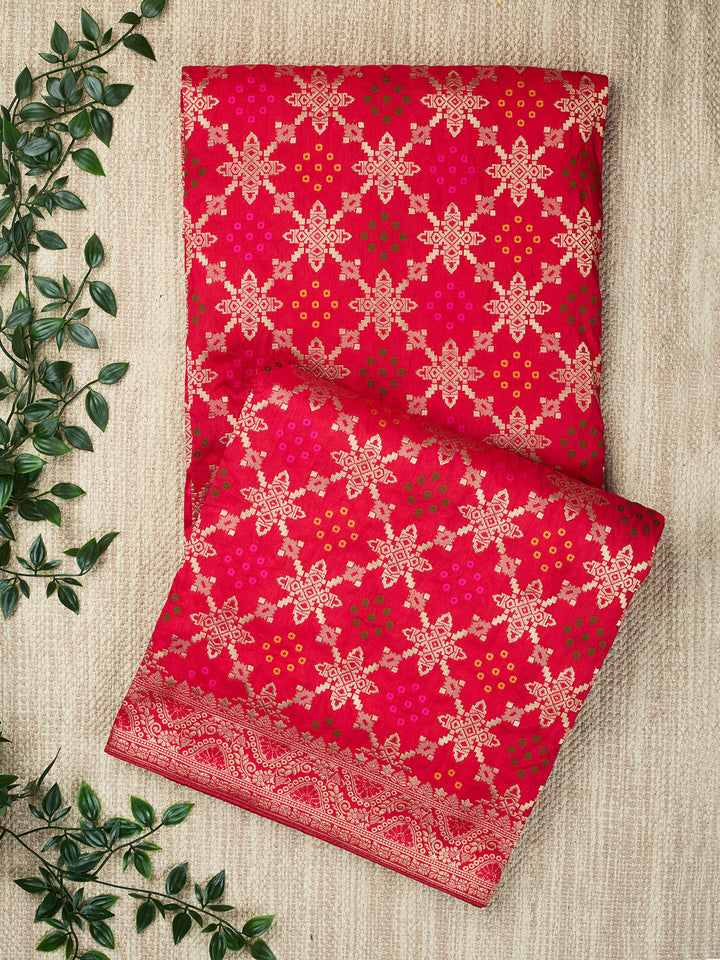 Red Dola Silk Banarasi Saree