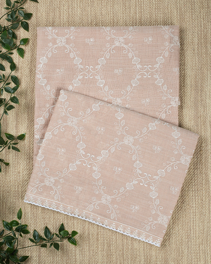 Beige Cotton Jaal Banarasi Saree