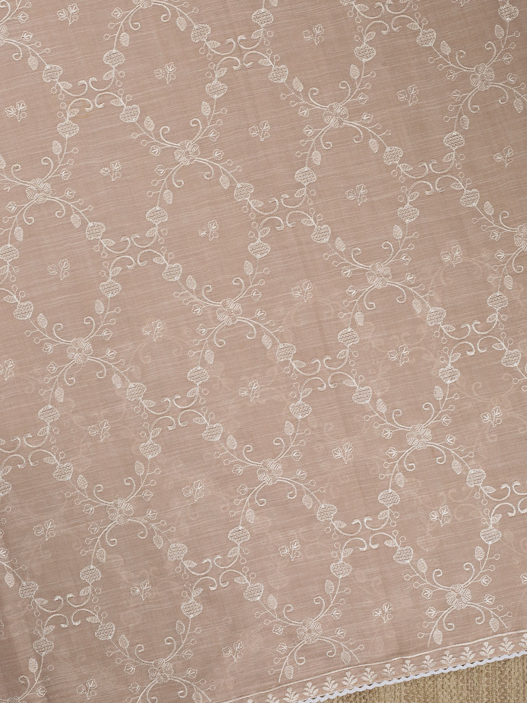 Beige Cotton Jaal Banarasi Saree_3