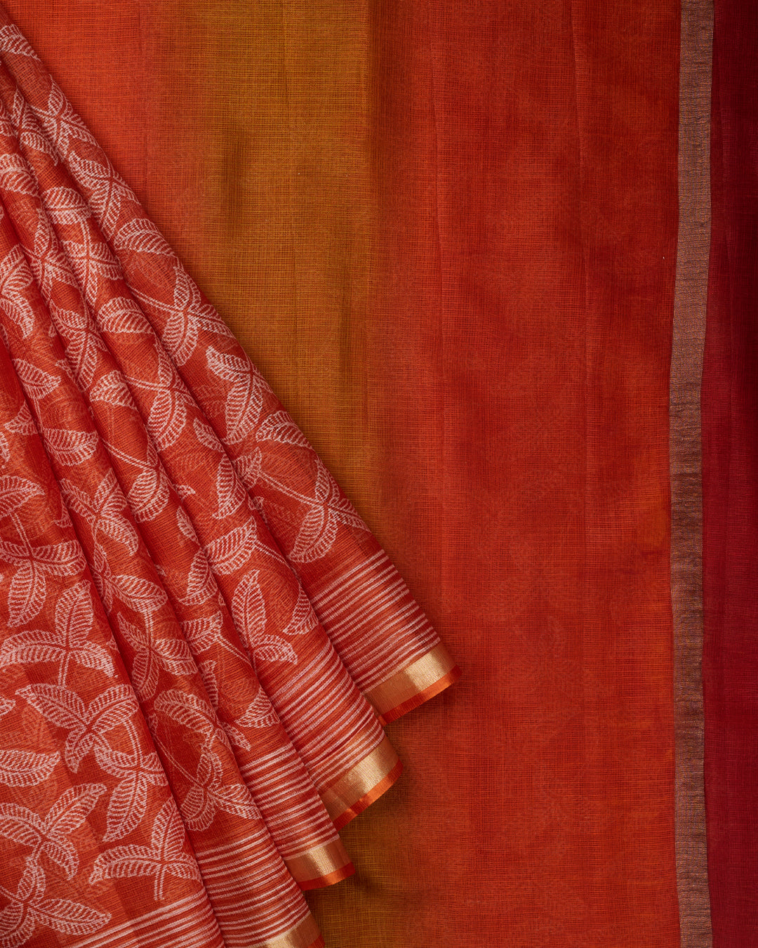 Orange Kota Printed Banarasi Saree_4
