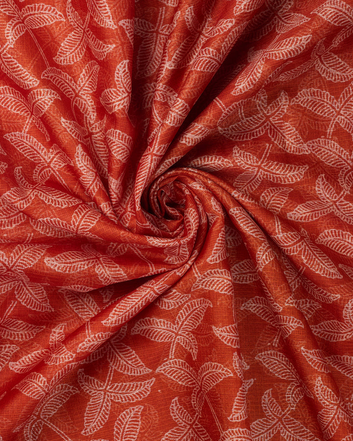 Orange Kota Printed Banarasi Saree