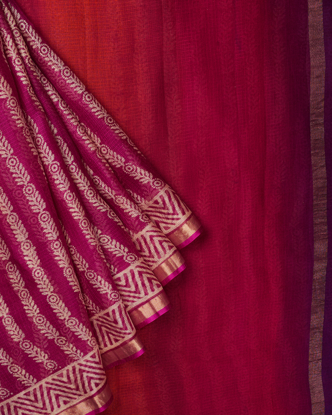 Purple Kota Printed Banarasi Saree_4