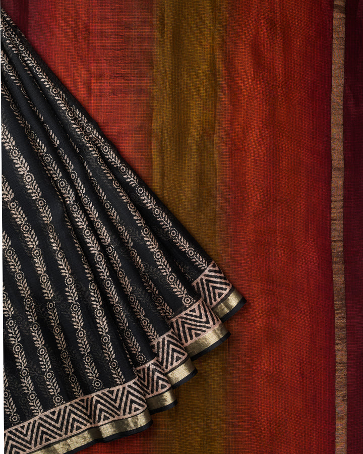 Black Kota Printed Banarasi Saree