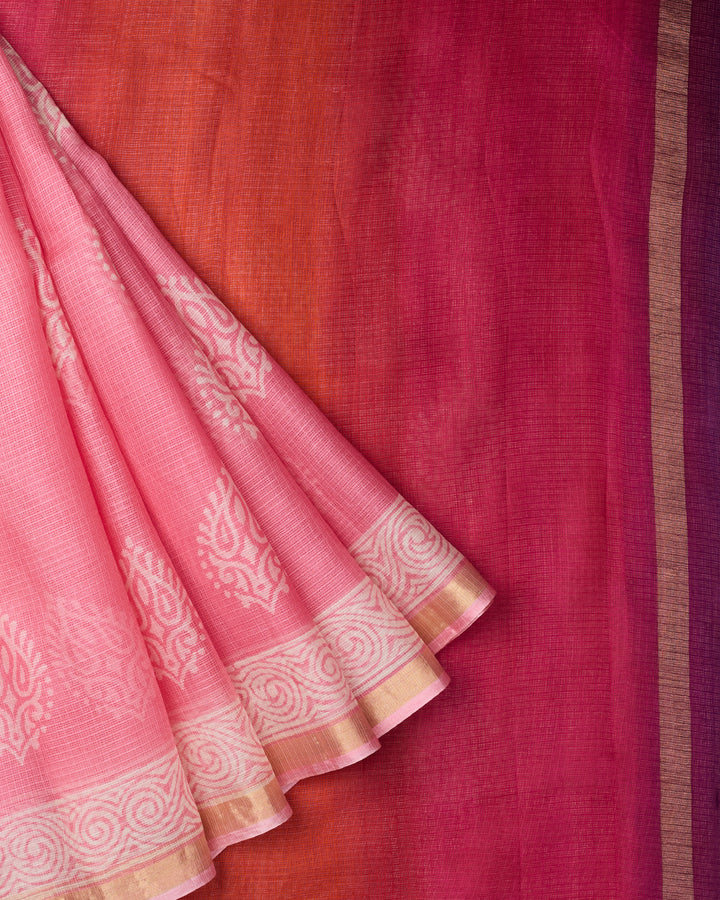 Pink Kota Printed Banarasi Saree
