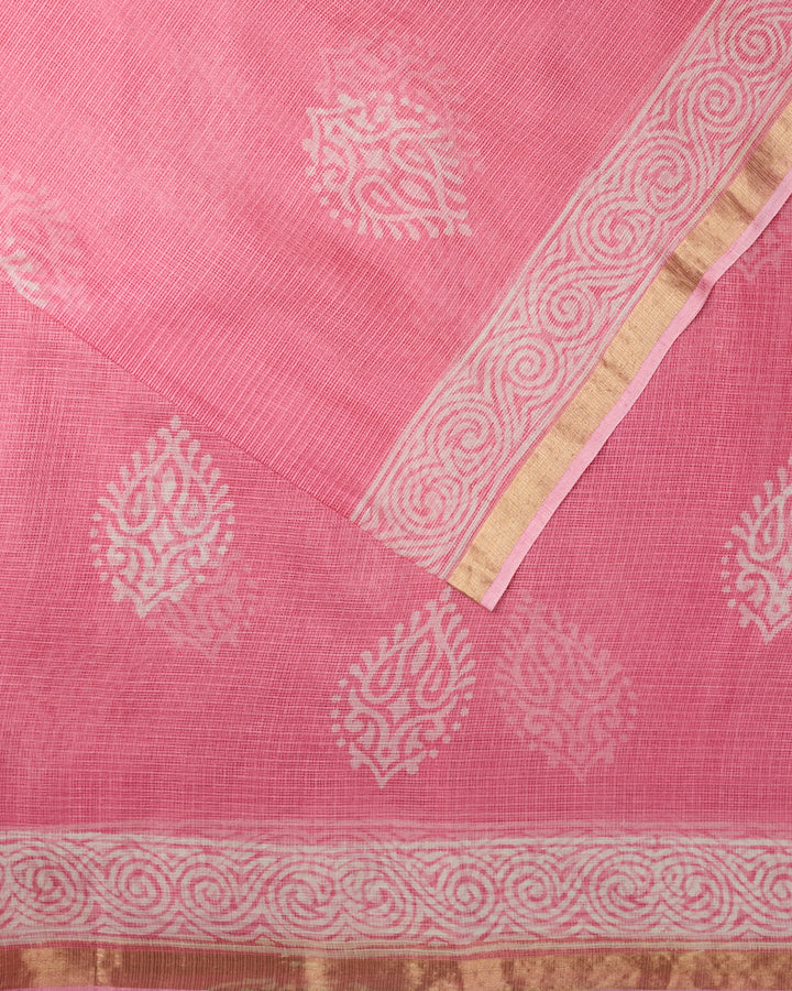 Pink Kota Printed Banarasi Saree