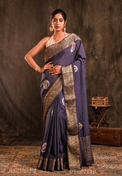 Indigo Blue Bandhani Festive Wear Sari