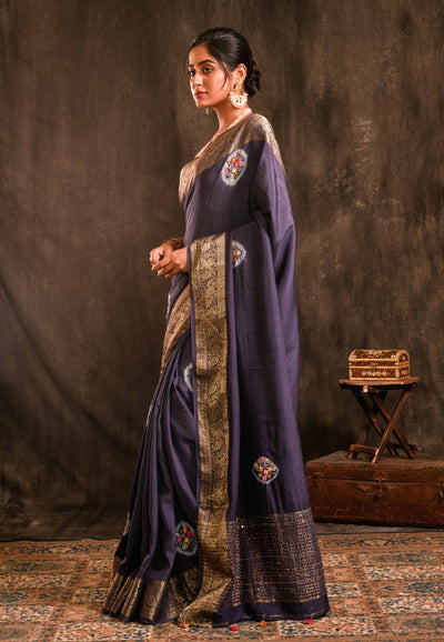 Indigo Blue Bandhani Festive Wear Sari