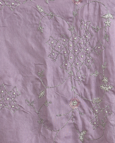 Mauve Chiffon Hand Embroidery Saree