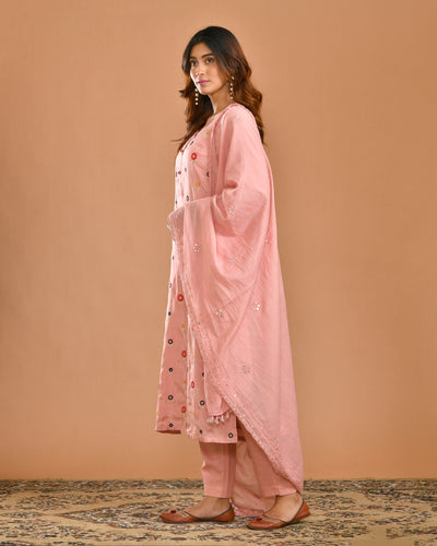 Onion Muslin Machine Embroidery Ethnic Suit Set