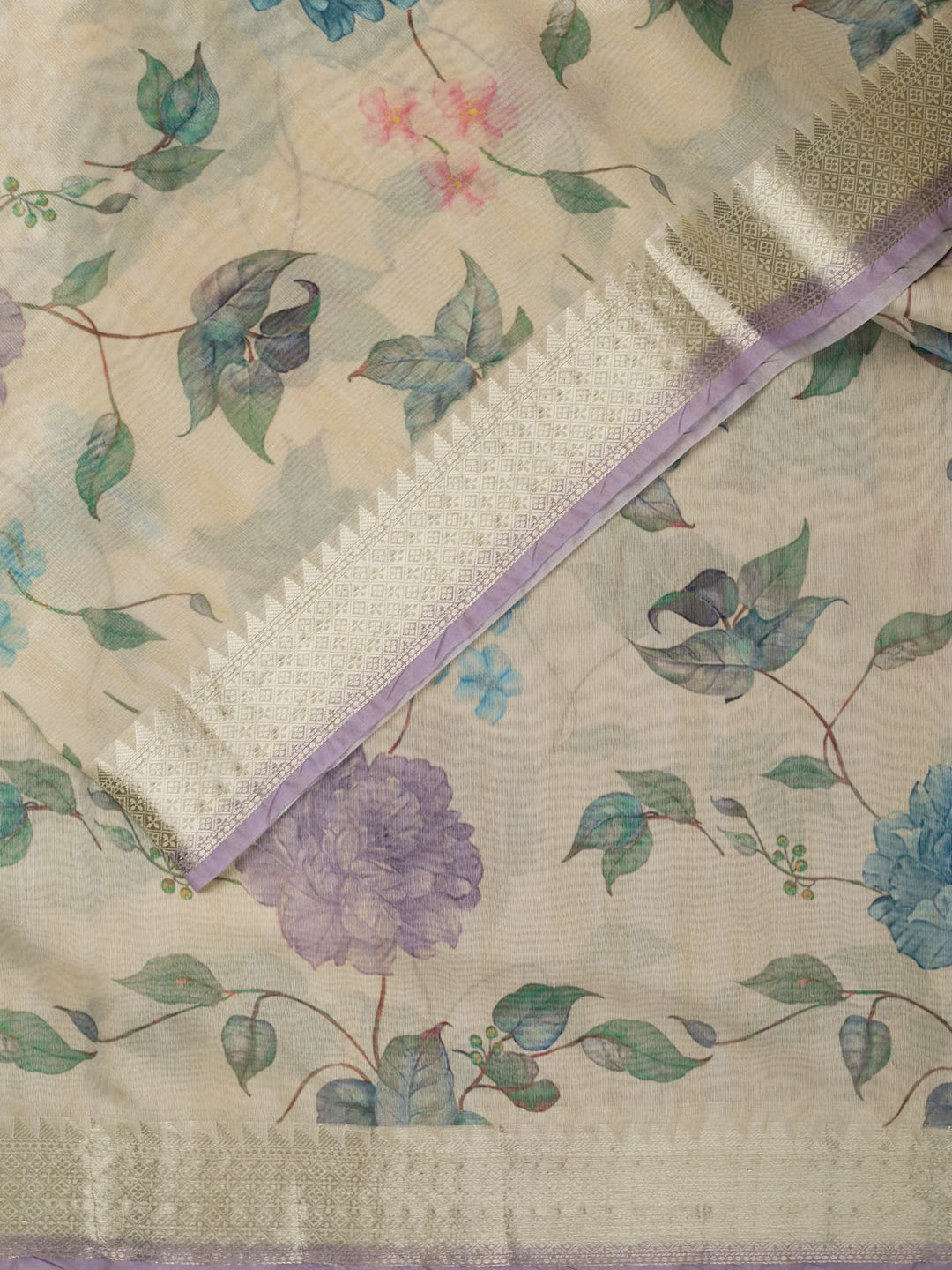 Purple Chanderi Printed Banarasi Saree_2