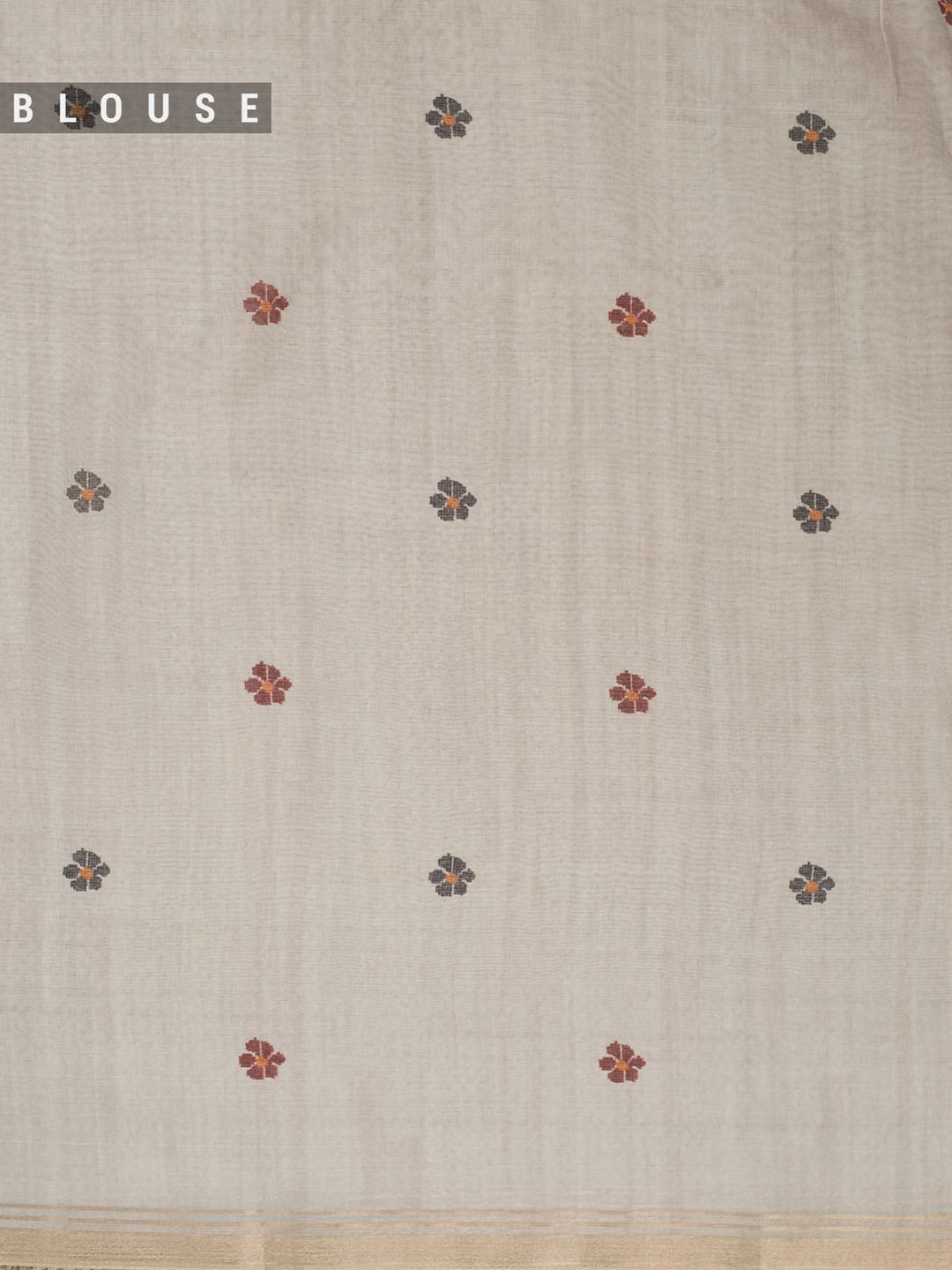 Biege Cotton Plain Banarasi Saree_5