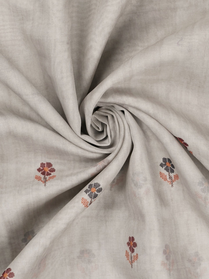 Biege Cotton Plain Banarasi Saree