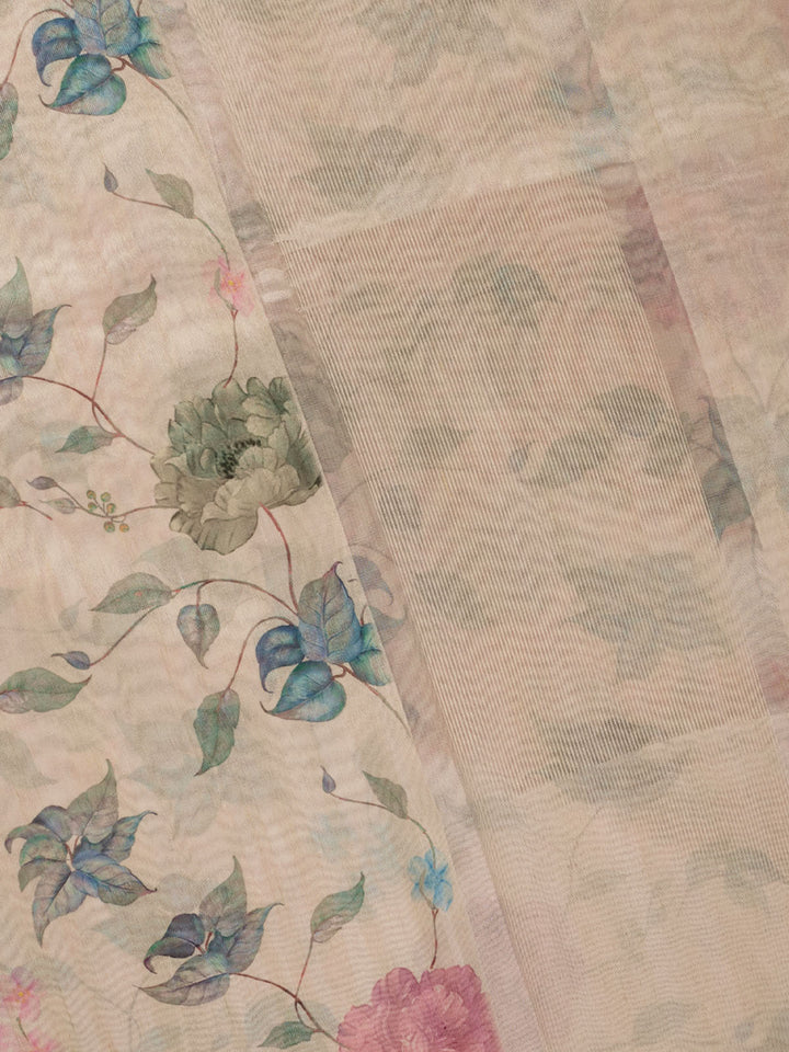 Pink Chanderi Printed Banarasi Saree