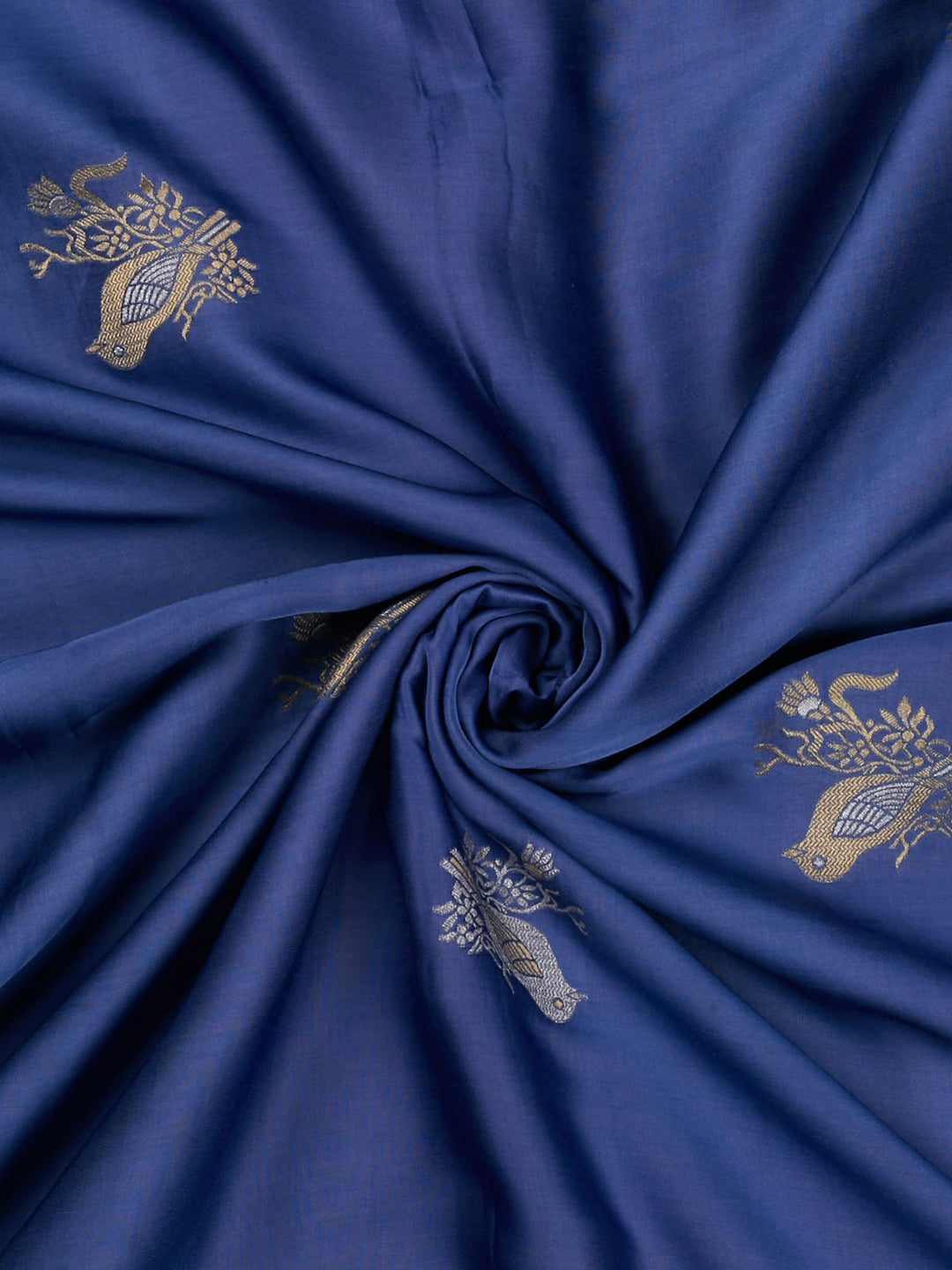 Blue Mysore Silk Bird Buta Banarasi Saree_3