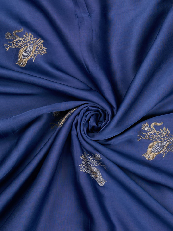 Blue Mysore Silk Bird Buta Banarasi Saree