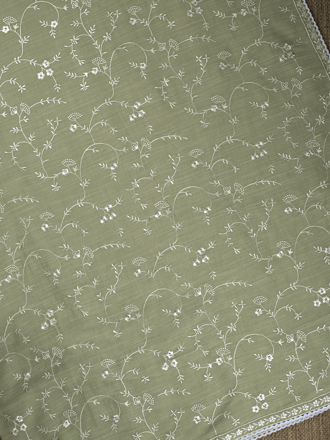 Mehndi Green Cotton Jaal Banarasi Saree_3