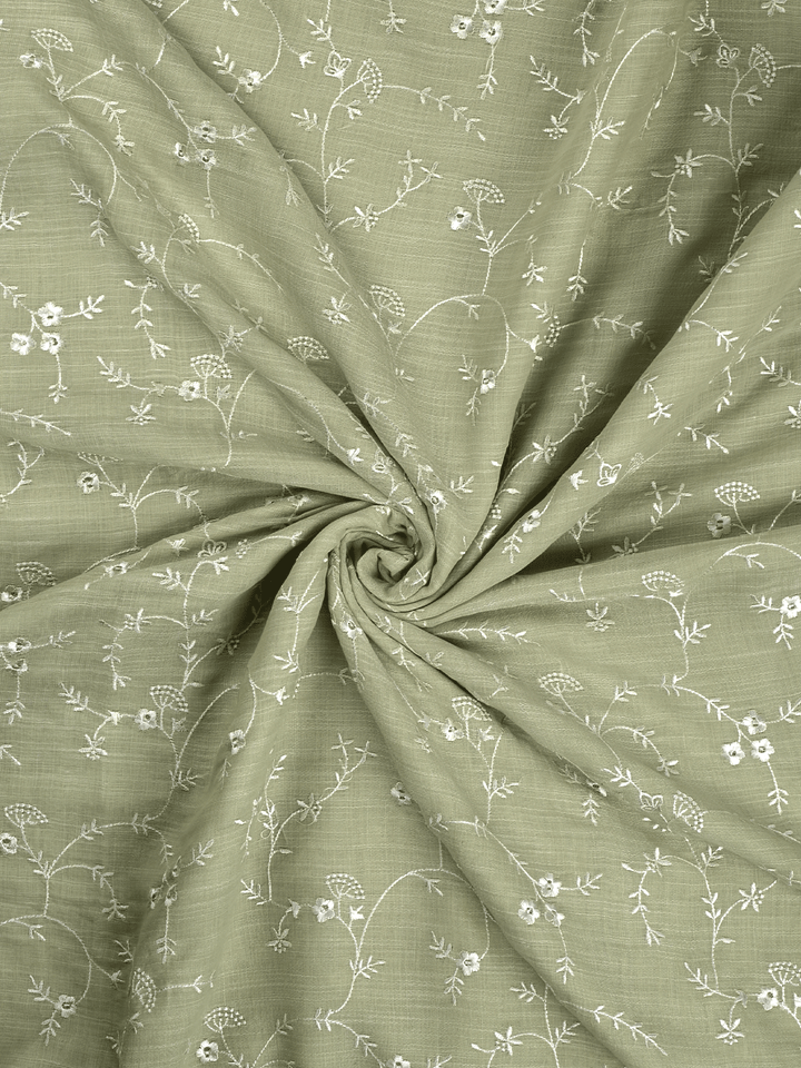 Mehndi Green Cotton Jaal Banarasi Saree