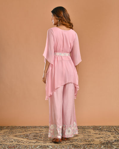 Mauve Viscose Hand Embroidered Kaftan Indo-Western Outfit