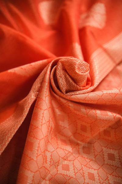 Peach blended cotton festive wear banarasi saree