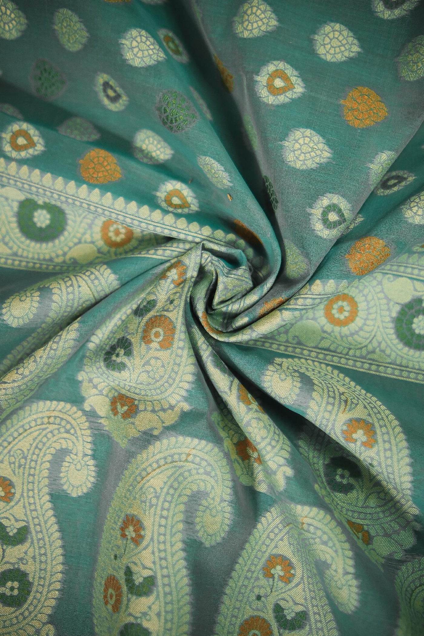 Firozi blended silk festive wear banarasi saree