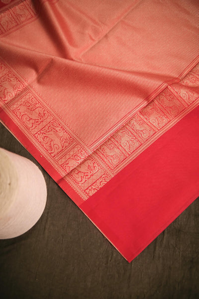Red blended silk festive wear banarasi saree