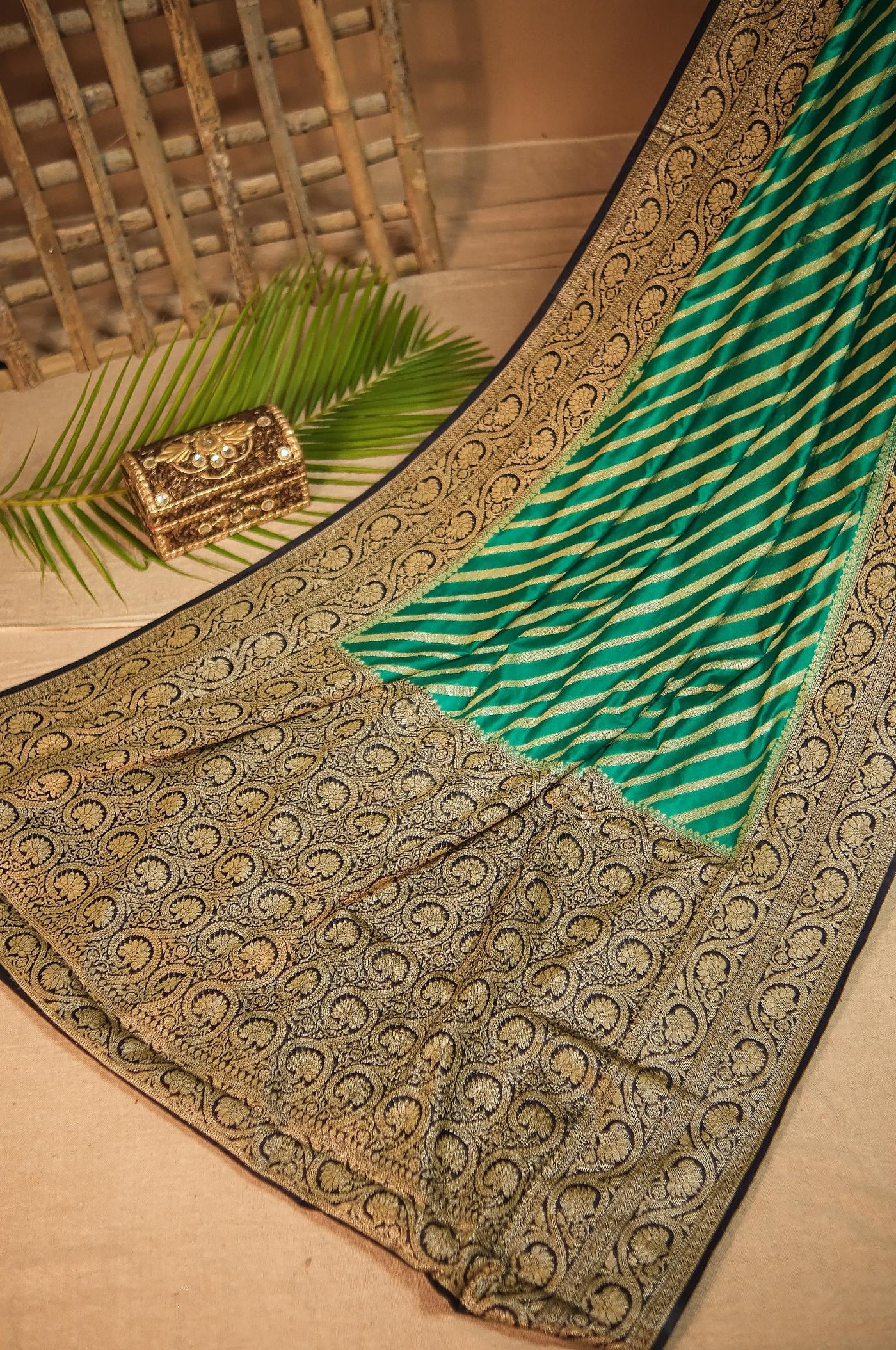 Green blended silk festive wear banarasi saree