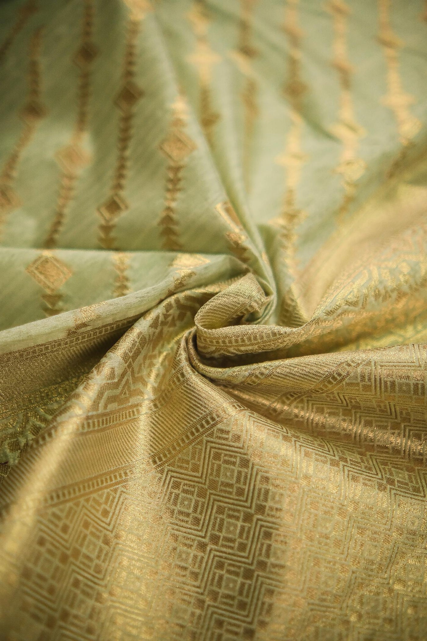 Green blended tussar silk festive wear banarasi saree