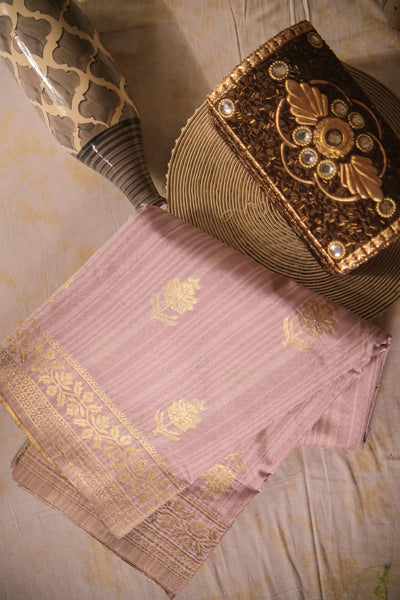 Mauve blended tussar silk festive wear banarasi saree
