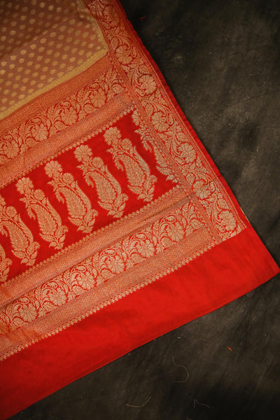 Beige blended georgette festive wear banarasi saree