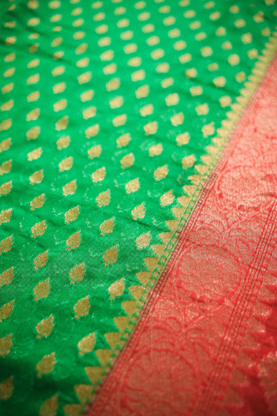 Green blended georgette festive wear banarasi saree